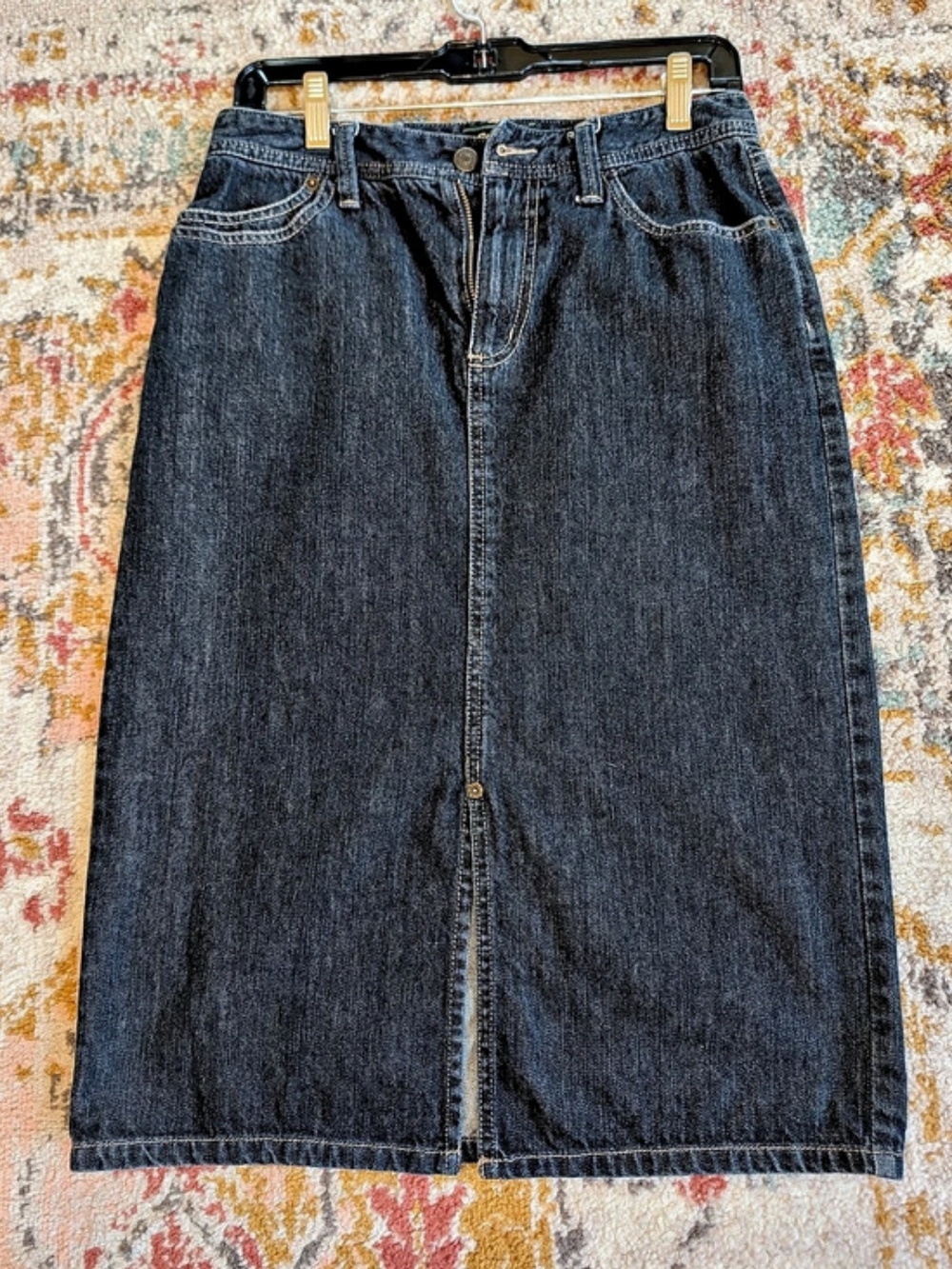 Eddie Bauer Women's Almost Vintage Denim Midi Skirt Size 4 Casual Jean Blue Fall